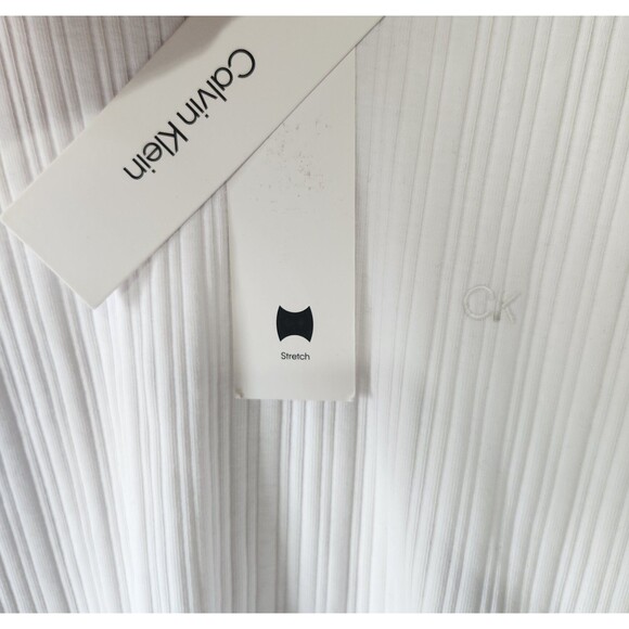 NWT Calvin Klein Men’s Ribbed Stretch Shirt Small Brilliant White Modern Fit - Picture 10 of 10
